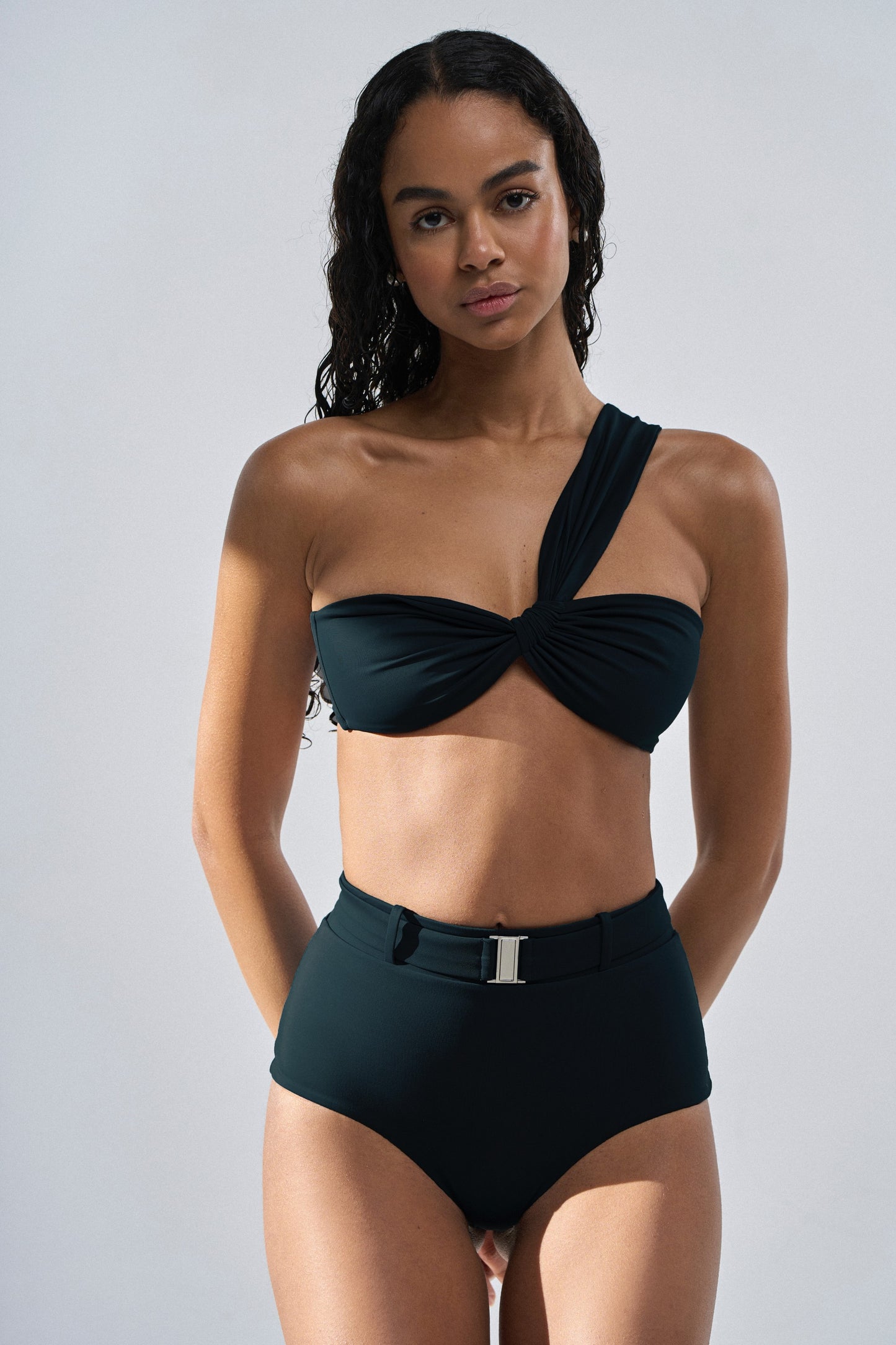 Onyx One Shoulder Ruched Top