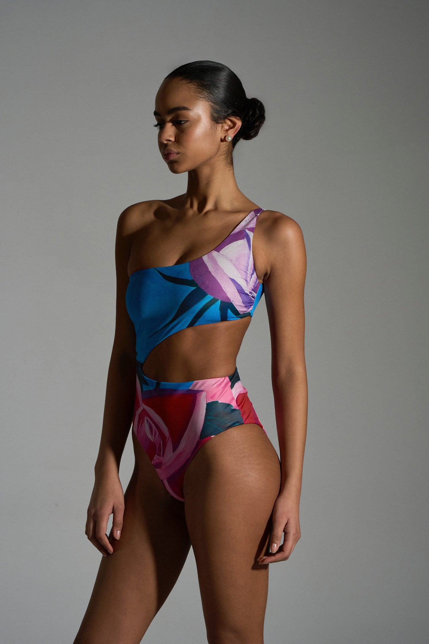 Rebel Fleur One-Shoulder High Cut One Piece