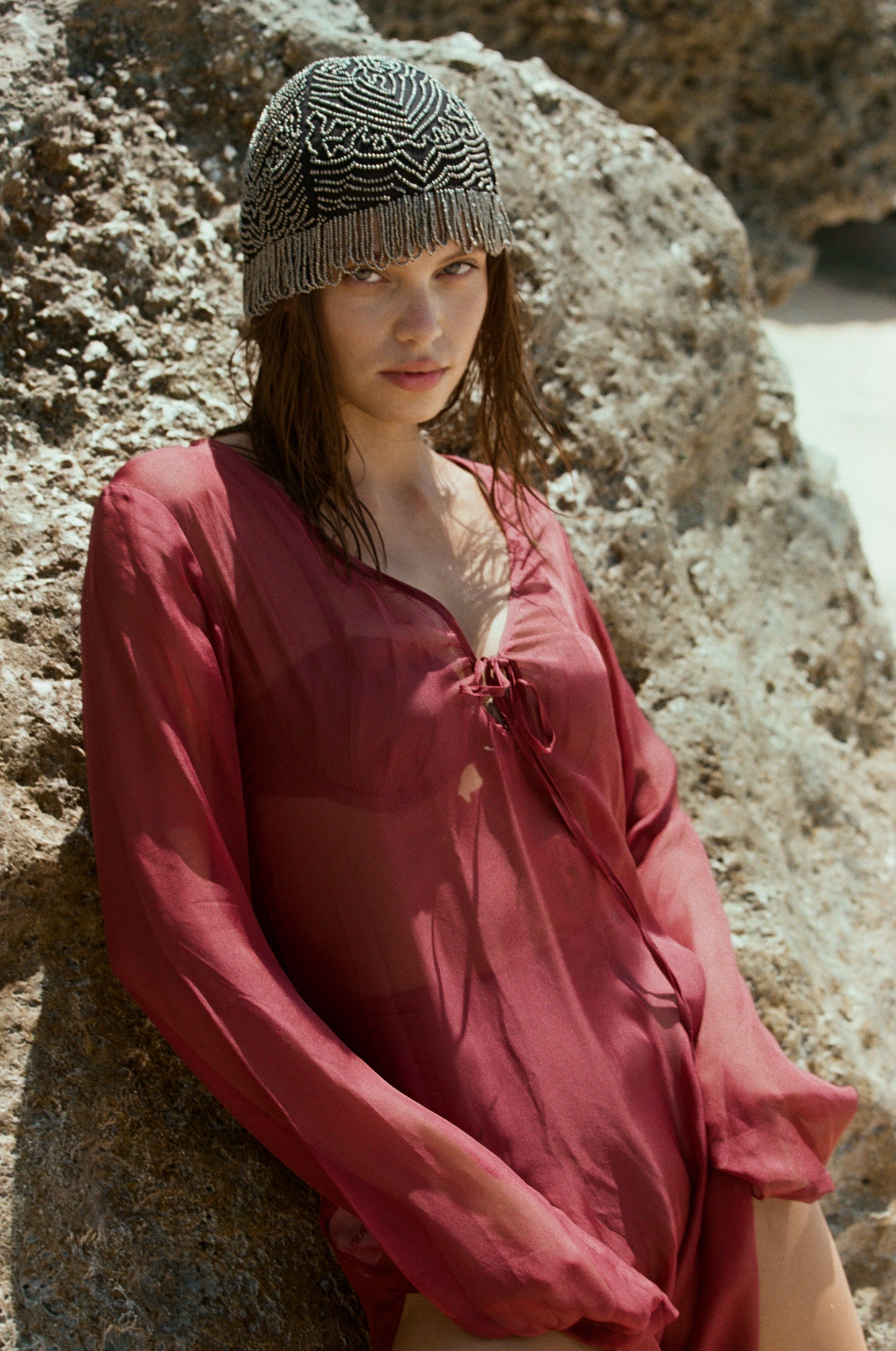 The Antares Kaftan / Rhubarb Silk Chiffon