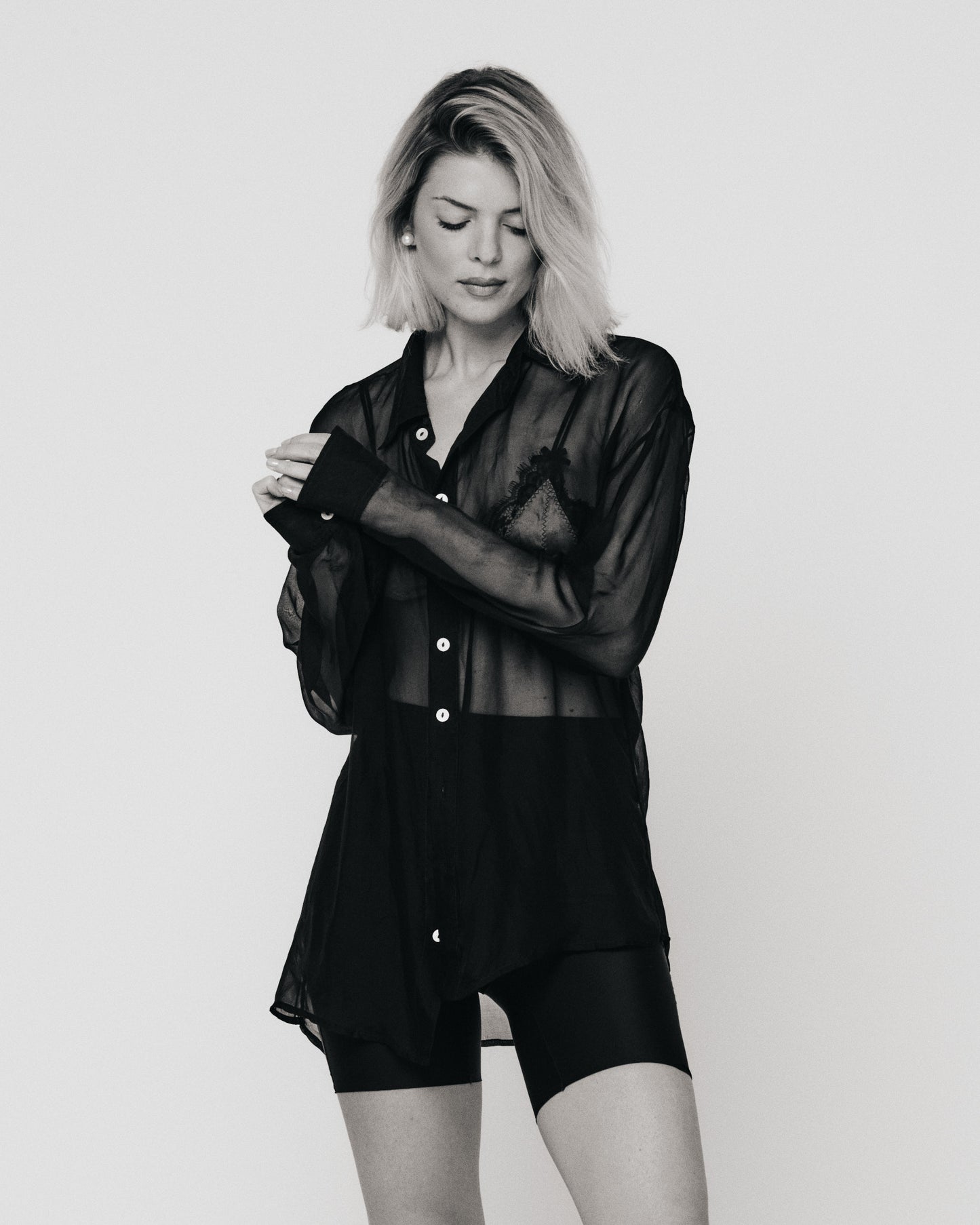 The Selene Shirt / Black Silk Chiffon