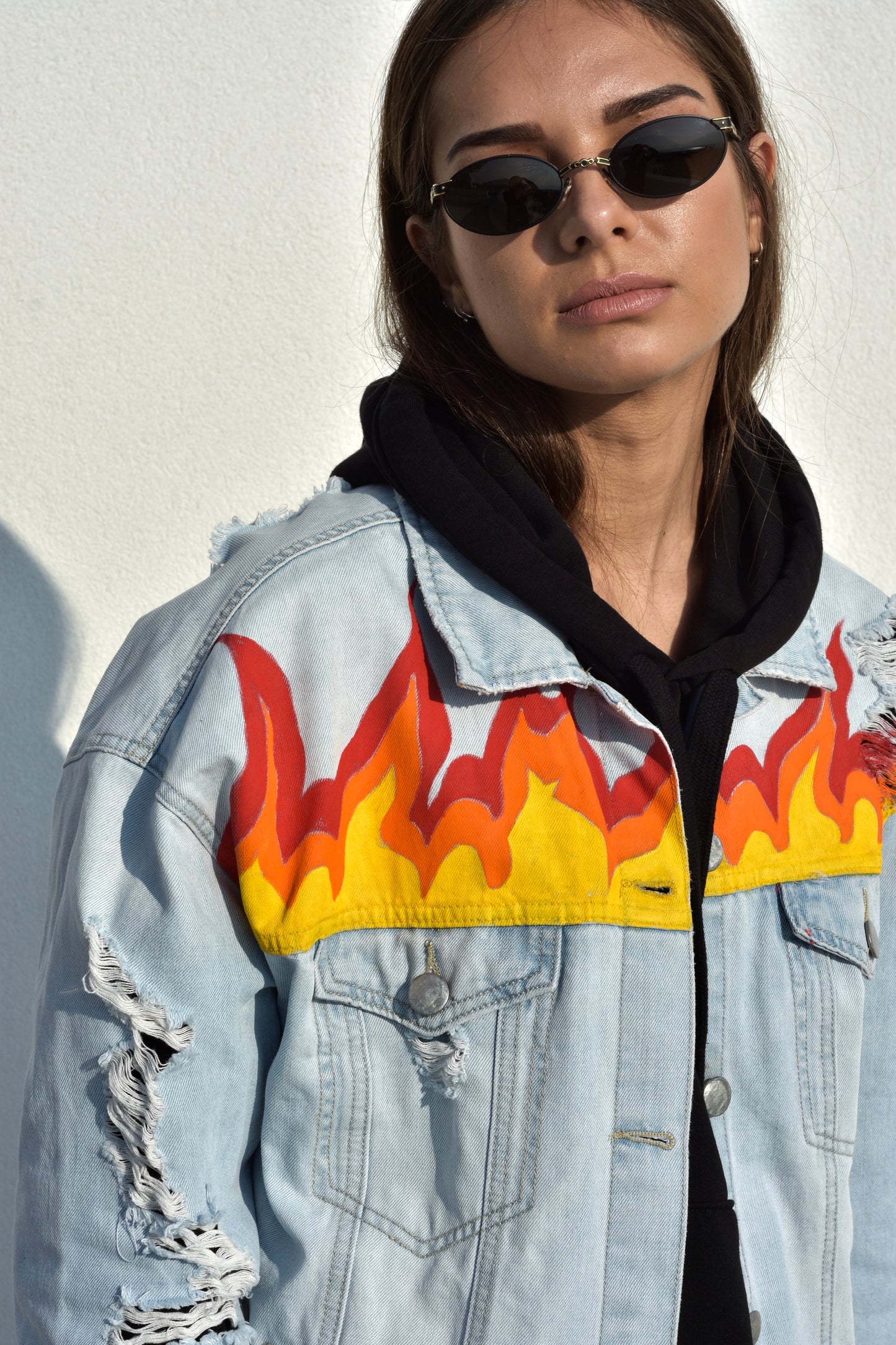 Hotter Than Hell Hand-Painted Denim Jacket