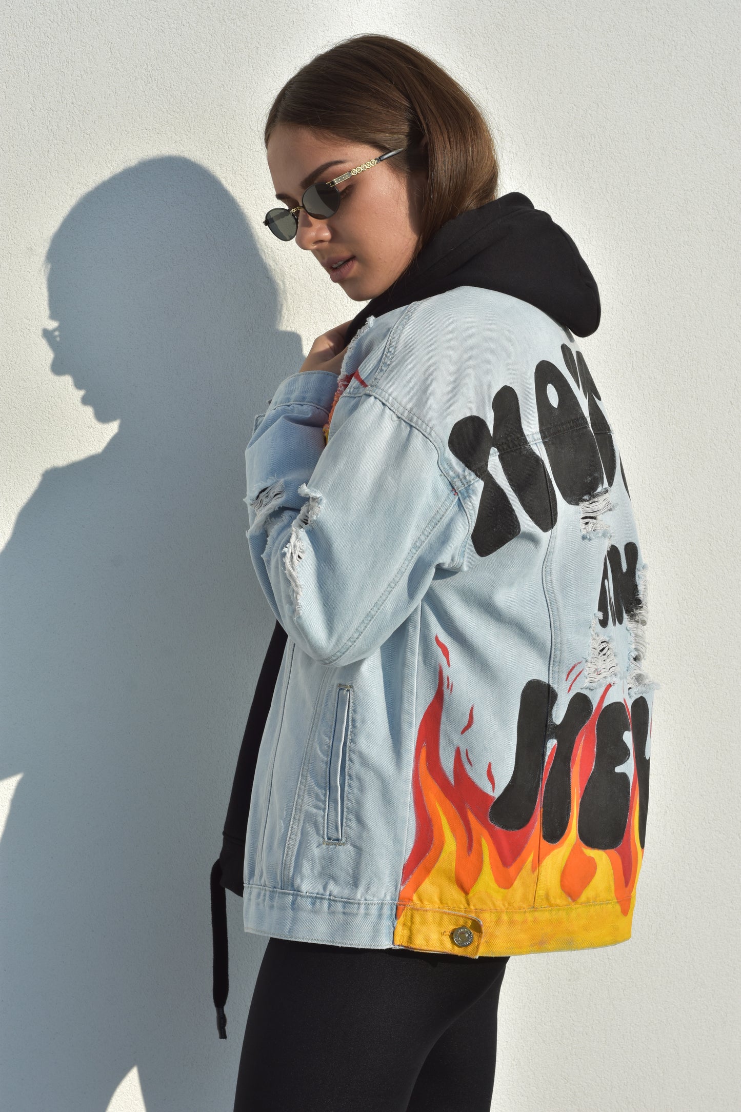 Hotter Than Hell Hand-Painted Denim Jacket