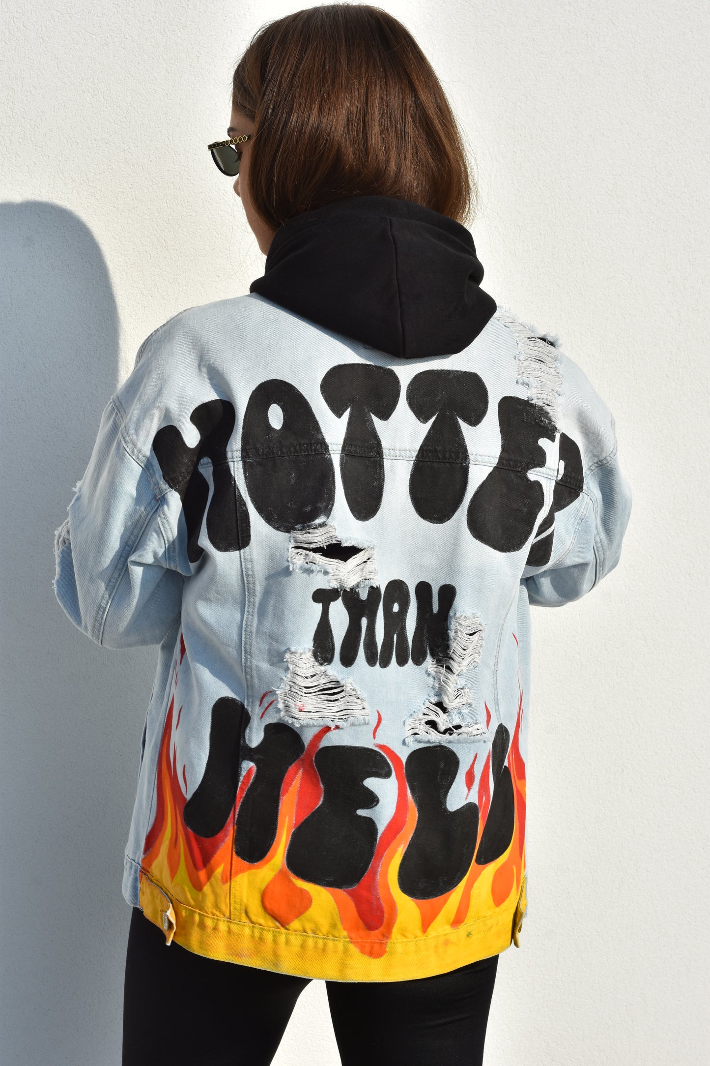 Hotter Than Hell Hand-Painted Denim Jacket
