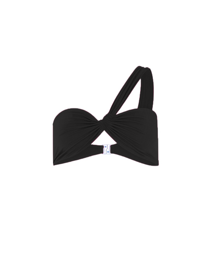 Onyx One Shoulder Ruched Top / Black