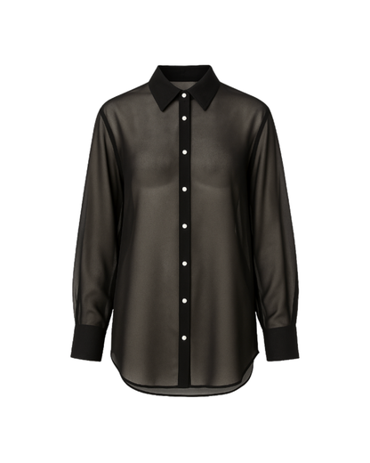 The Selene Shirt / Black Silk Chiffon