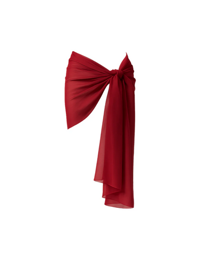 The Solaris Pareo / Ruby Red Silk Chiffon