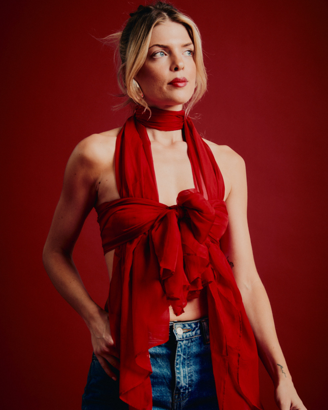 The Solaris Pareo / Ruby Red Silk Chiffon