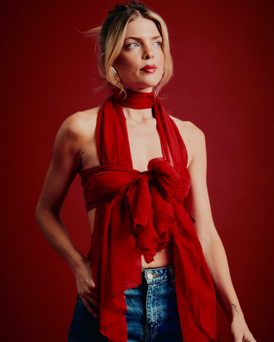 The Solaris Pareo / Ruby Red Silk Chiffon