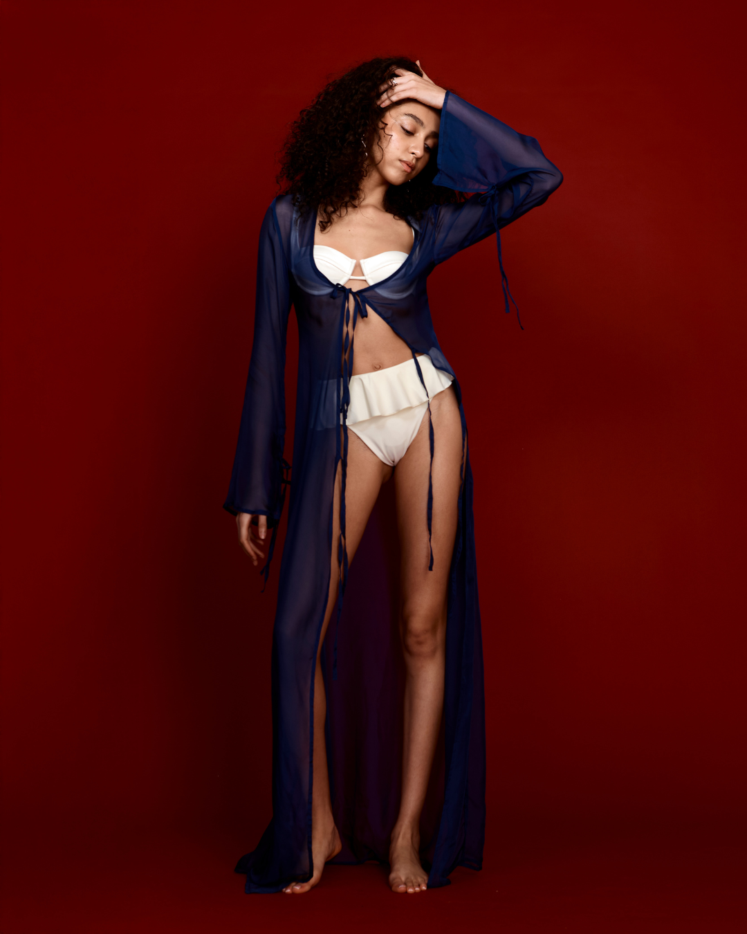 The Alhena Kimono / Blue Silk Chiffon