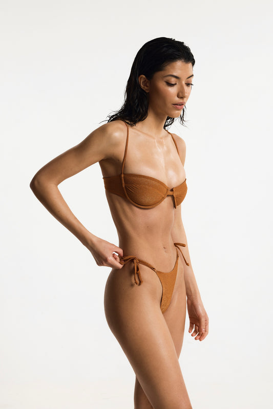 Allura Side Tie Bikini Bottom - Copper