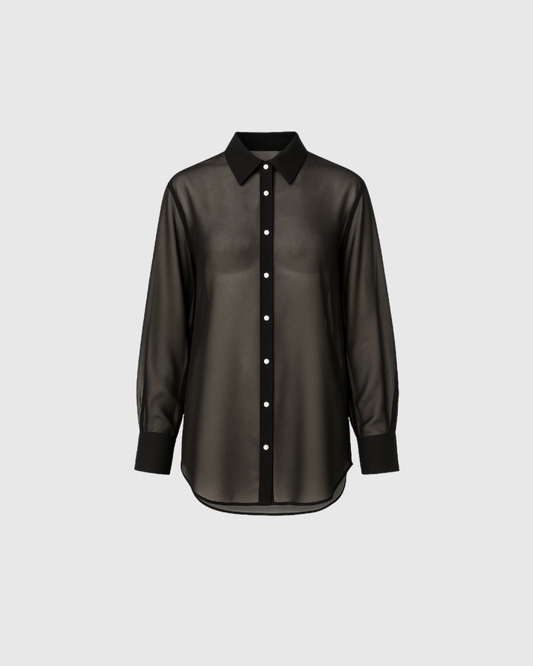 The Selene Shirt / Black Silk Chiffon